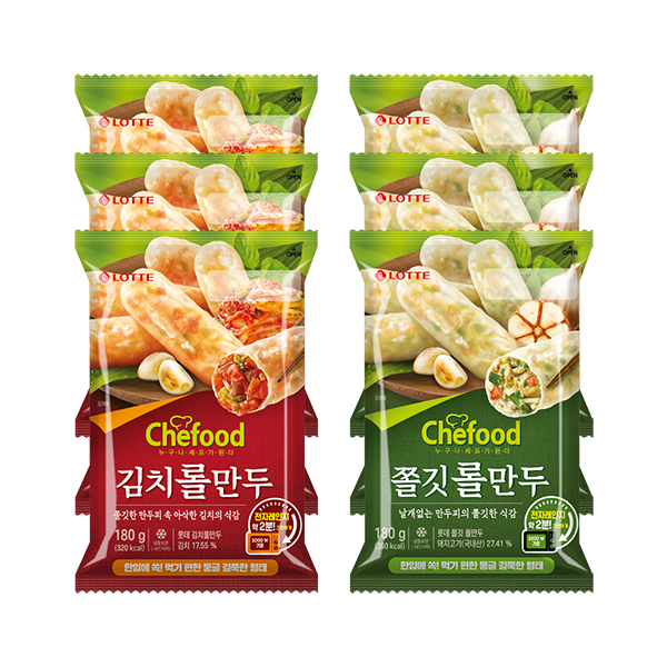 Chefood 트레이 롤만두 2종 6개 (쫄깃/김치)